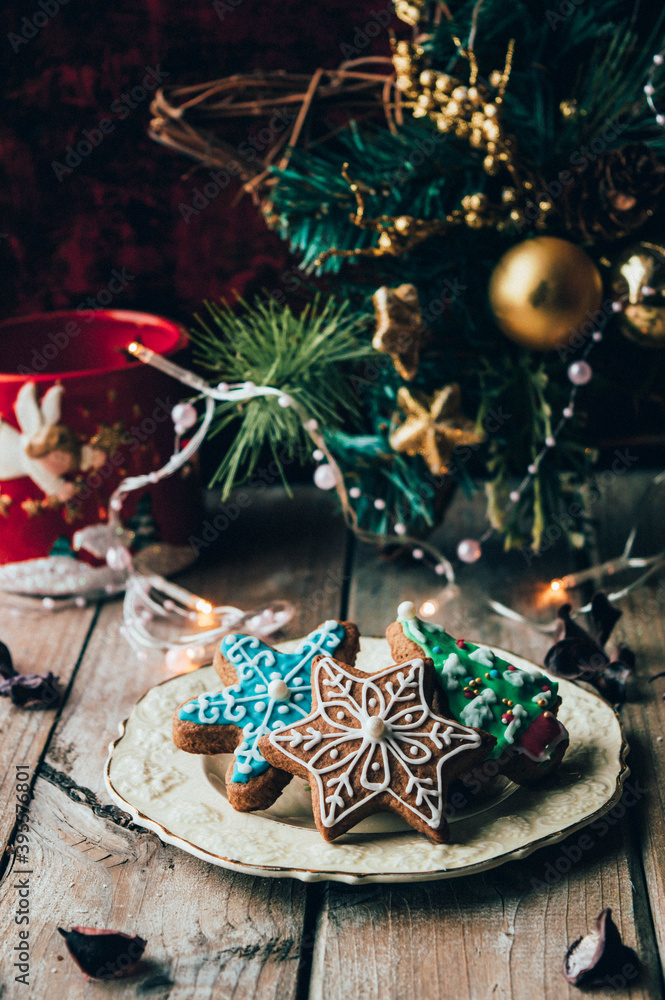 Christmas Gingerbread cookie with decoration
