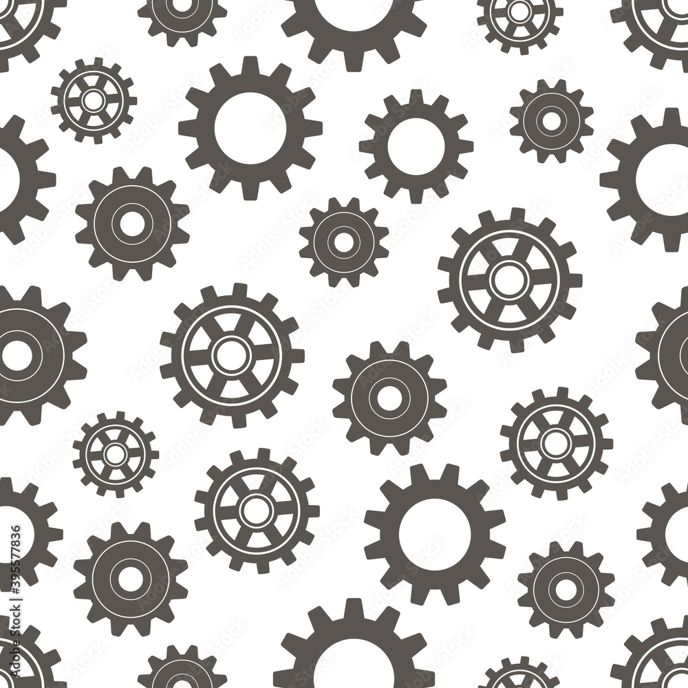 Gears seamless pattern. Vector drawing of factory gear wheels. Mechanical gear. The image of the gear. Gears seamless pattern. Vector drawing of factory gear wheels. Mechanical gear. The image of the gear.