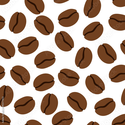 Brown coffee beans. Coffe seamless vector pattern. Suitable for wrapping paper, fabric printing, coffee shop, restaurant, cafe