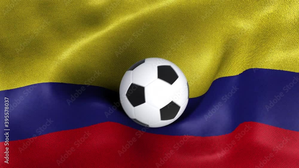 Seamless looping 3d animated flag of Colombia with a soccer balls Seamless looping 3d animated flag of Colombia with a soccer balls