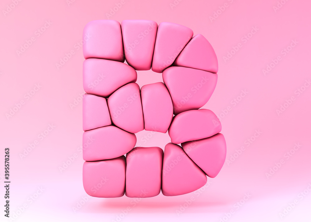 3d letter B made of pieces of chewing gum. 3d letter B made of pieces of chewing gum.