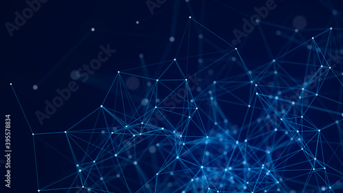 Wallpaper Mural Digital blue background with dots and lines. Big data visualization. Network connection structure. 3D rendering. Torontodigital.ca