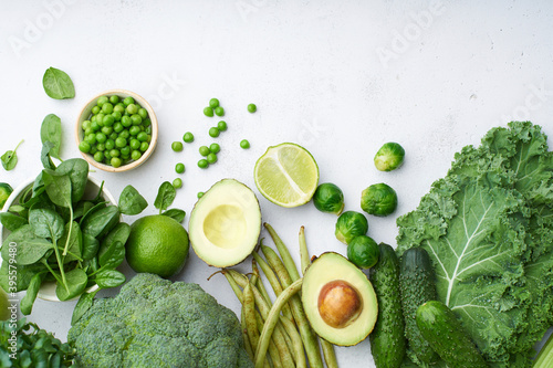 Green vegetables and fruits photo