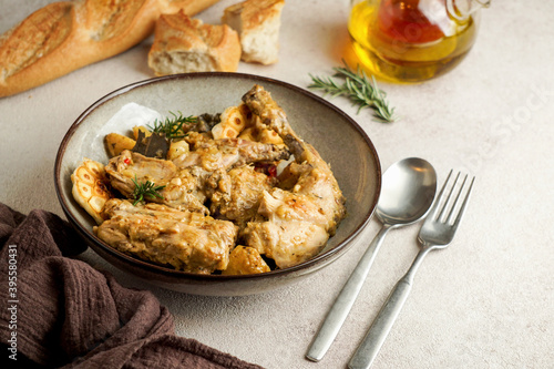 Conejo en salmorejo al estilo canario (Roasted rabbit in Canarian marinade, (Spain)