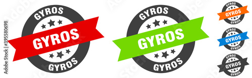 gyros stamp. gyros round ribbon sticker. tag
