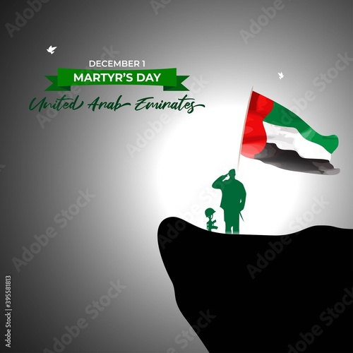 United Arab Emirate's Martyr's Day, vector illustration, 1 December, with flag on patriotic background 