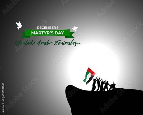 United Arab Emirate's Martyr's Day, vector illustration, 1 December, with flag on patriotic background 