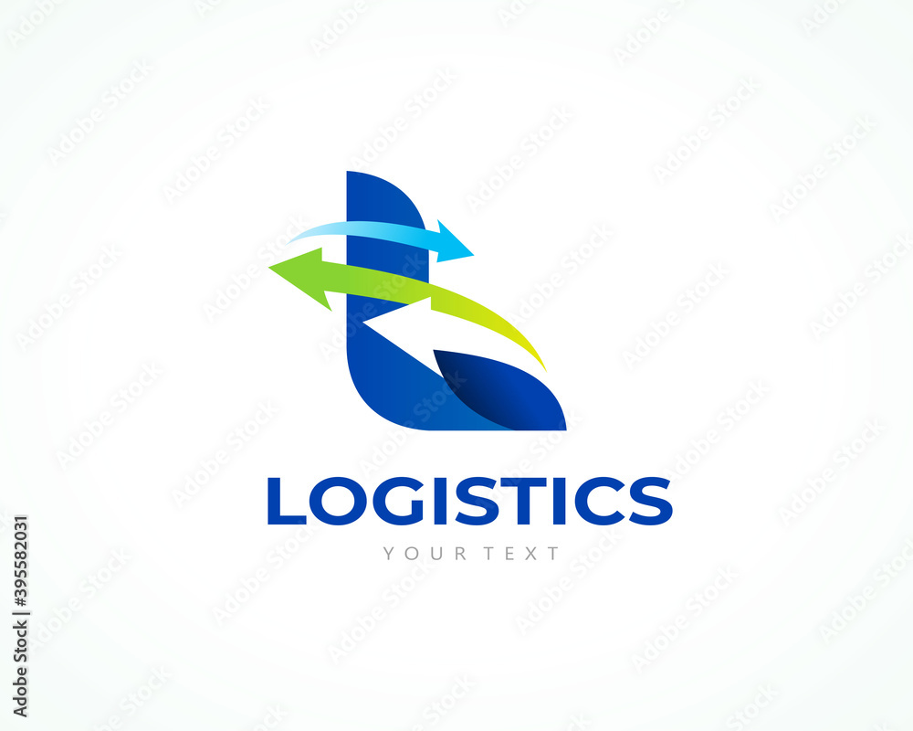 Logistics logo design, arrows and letter L blue color Logistics logo design, arrows and letter L blue color