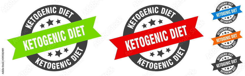 ketogenic diet stamp. ketogenic diet round ribbon sticker. tag