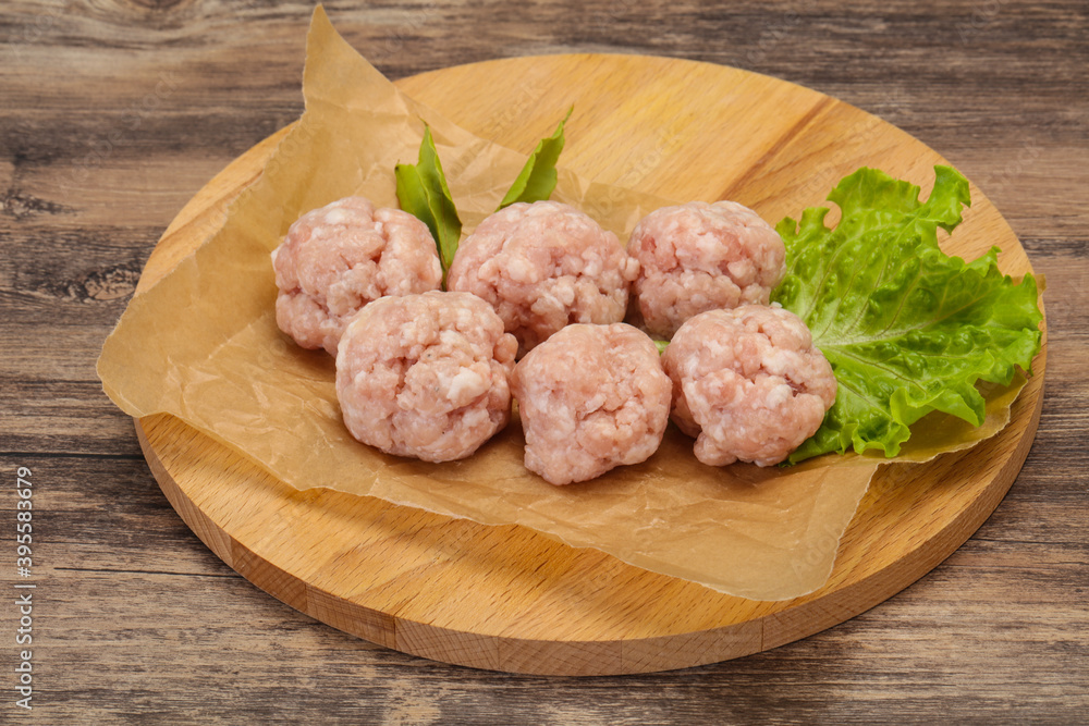 Homemade raw pork minced meatball for cooking Homemade raw pork minced meatball for cooking