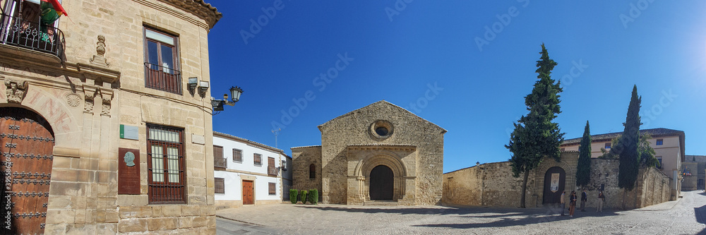 Church of Santa Cruz is one of the few Churches with Romanesque style, Baeza, Spain panorama Church of Santa Cruz is one of the few Churches with Romanesque style, Baeza, Spain panorama