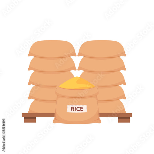 Rice sack cartoon vector. rice bag. symbol.