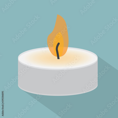 burning tealight candle- vector illustration