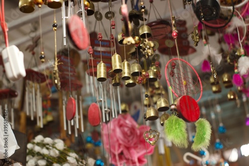Wind chimes decorations and dream catcher. 