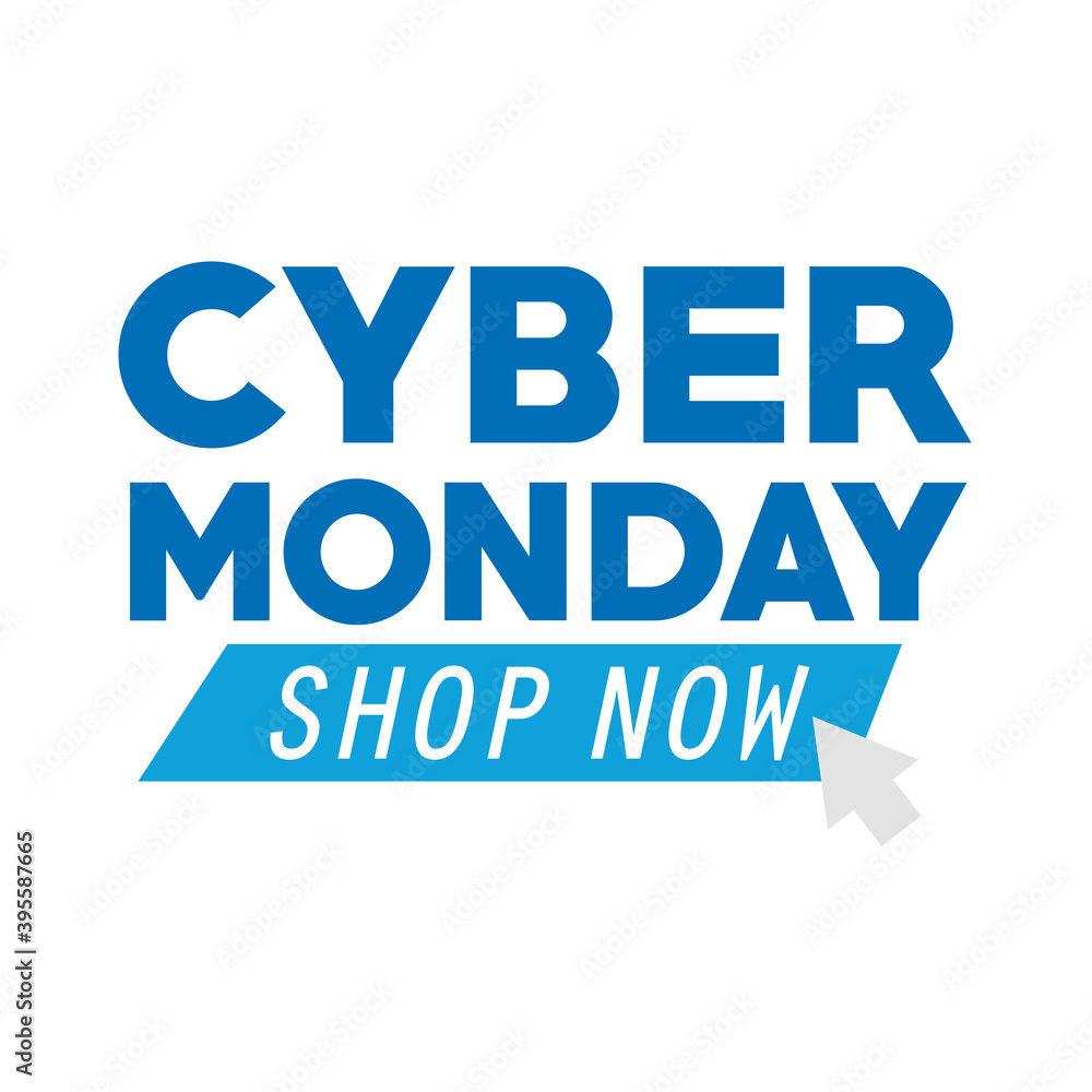 cyber monday lettering and mouse arrow in white background vector illustration design