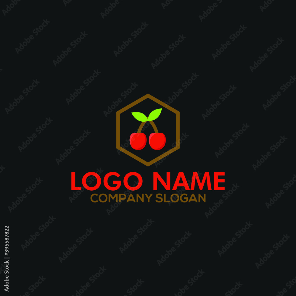 Fototapeta premium cherry fruits logo vector