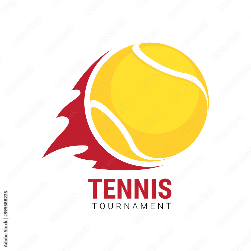 Tennis Tournament emblem. Illustration in flat style. Vector plate
