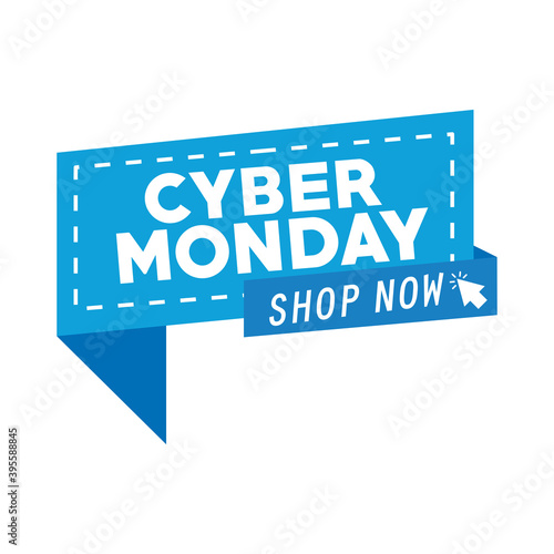 cyber monday lettering in speech bubble with arrow mouse vector illustration design