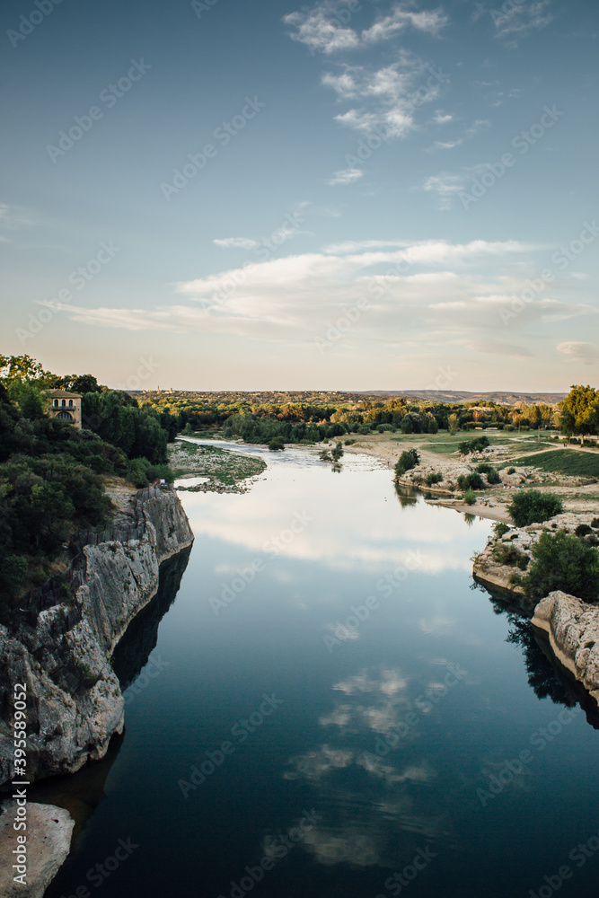 sunset over the river