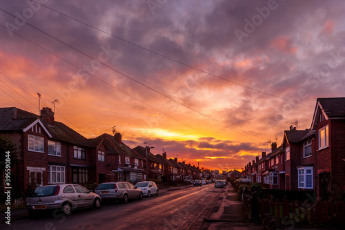 Morning street in the town of Long Eaton, between Derbyshire and Nottinghamshire 