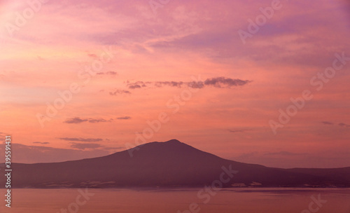 Sunrise. Lake Chapala. Mount Garcia.