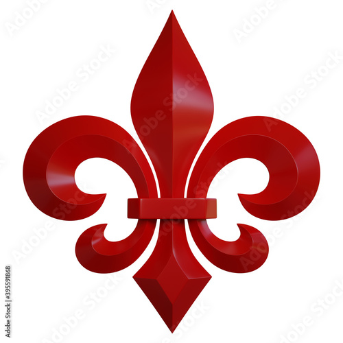 3d illustration of red Fleur De Lis isolated on white background