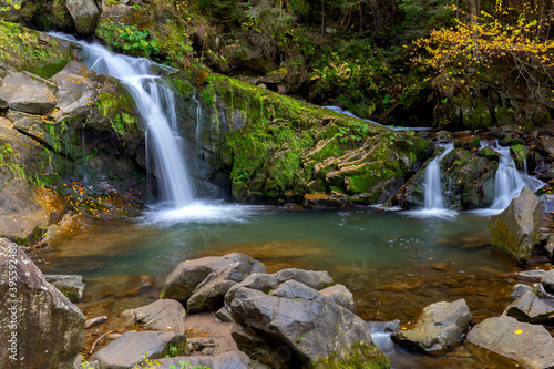 Fototapeta Naklejka Na Ścianę i Meble -  Carpathians. Skole. Waterfall on a mountain river.
