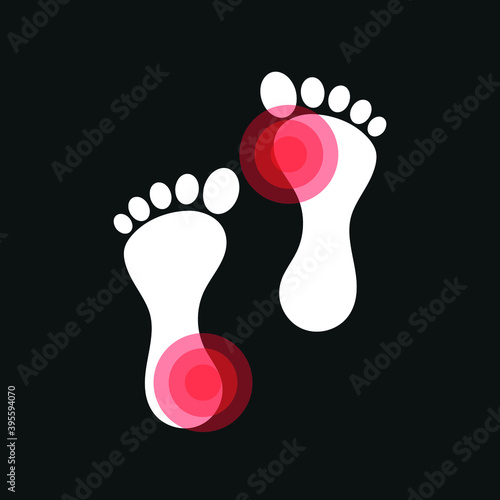 Vector image. Icon of a foot with localized pain.