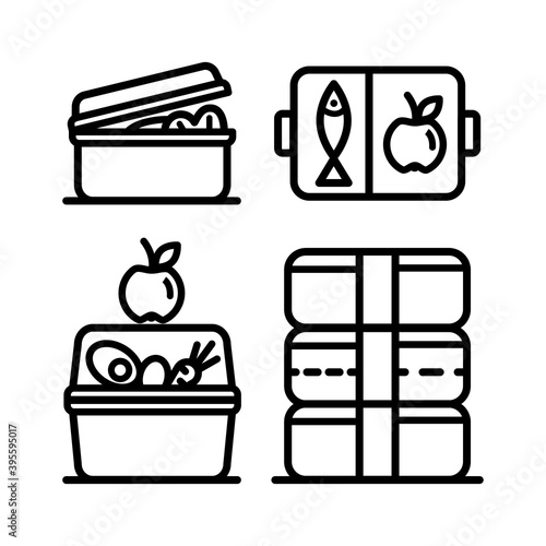 lunchbox outline icon set 4