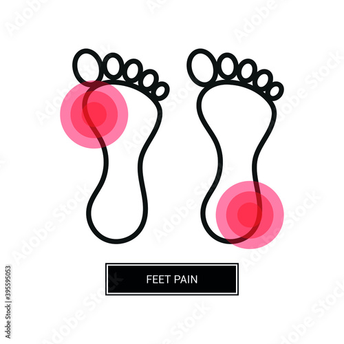 Vector image. Icon of a foot with localized pain.