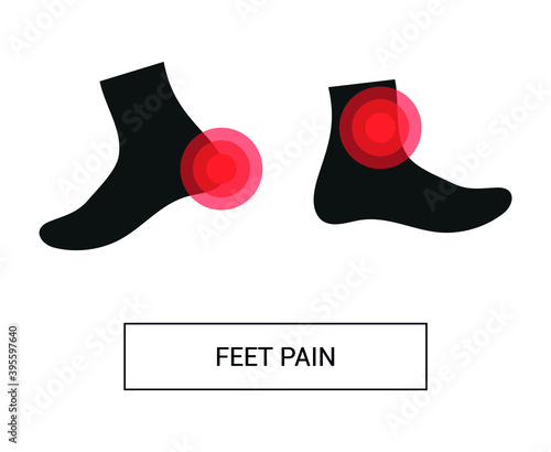 Vector image. Icon of a foot with localized pain.