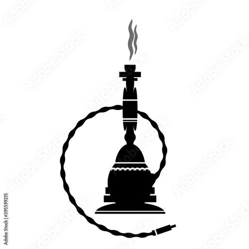 Arabic Hookah Silhouette Isolated on White Background.