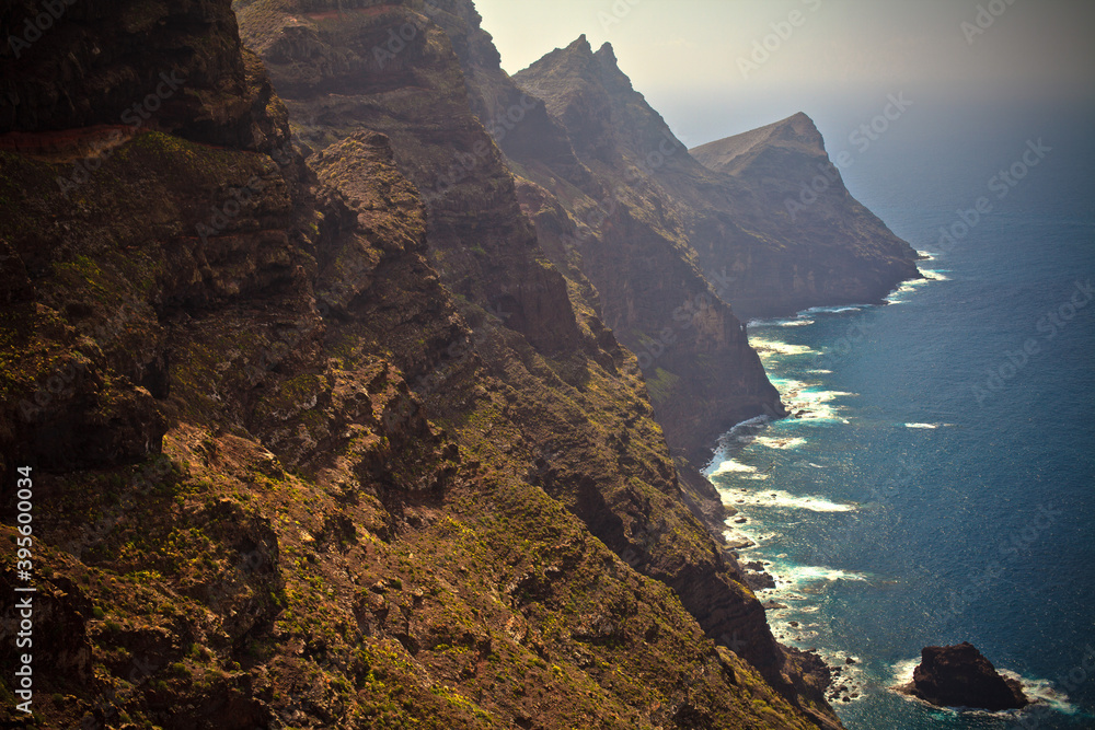 Very high rocky coastline, Mirador del Balcón, Gran Canaria, Canary Island, Spain