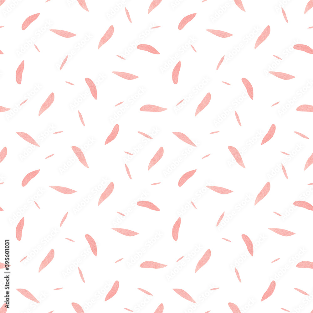 Seamless abstract watercolor pattern with pink leaves for fabric, accessories, decor