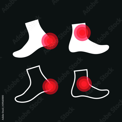 Vector image. Icon of a foot with localized pain.
