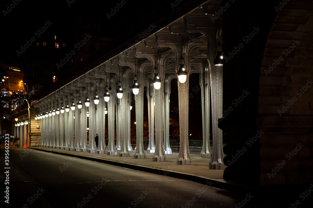 Pont de Bir-Hakeim and subway on the Seine river, Paris, France. Pont