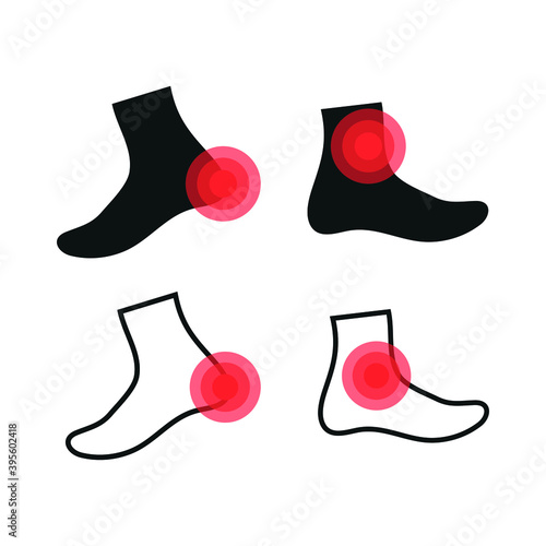 Vector image. Icon of a foot with localized pain.