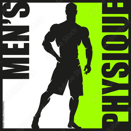 Muscular Man Silhouette Lifting Weights. Fitness icon