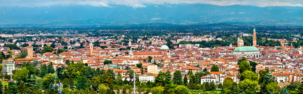 Aerial panorama of Vicenza. UNESCO world heritage in Veneto, Italy