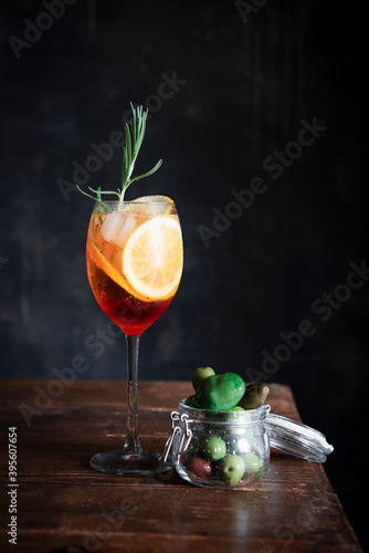 Aperol Spritz with olives