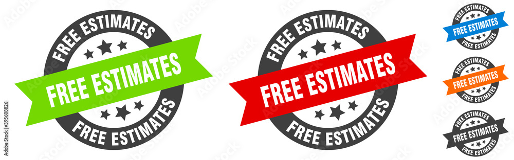free estimates stamp. free estimates round ribbon sticker. tag free estimates stamp. free estimates round ribbon sticker. tag