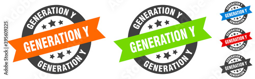 generation y stamp. generation y round ribbon sticker. tag
