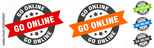 go online stamp. go online round ribbon sticker. tag