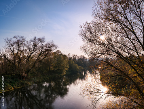 Autumn mood at Main river, just before sunset