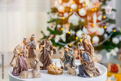 Christmas nativity scene; Jesus Christ, Mary and Joseph