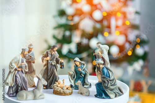 Christmas nativity scene; Jesus Christ, Mary and Joseph photo