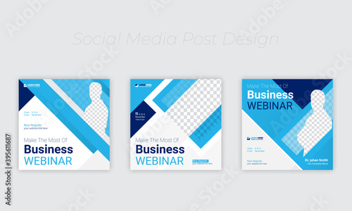Webinar social media banner, for Business Live webinar or conference invite and Online business promotion banners design set.