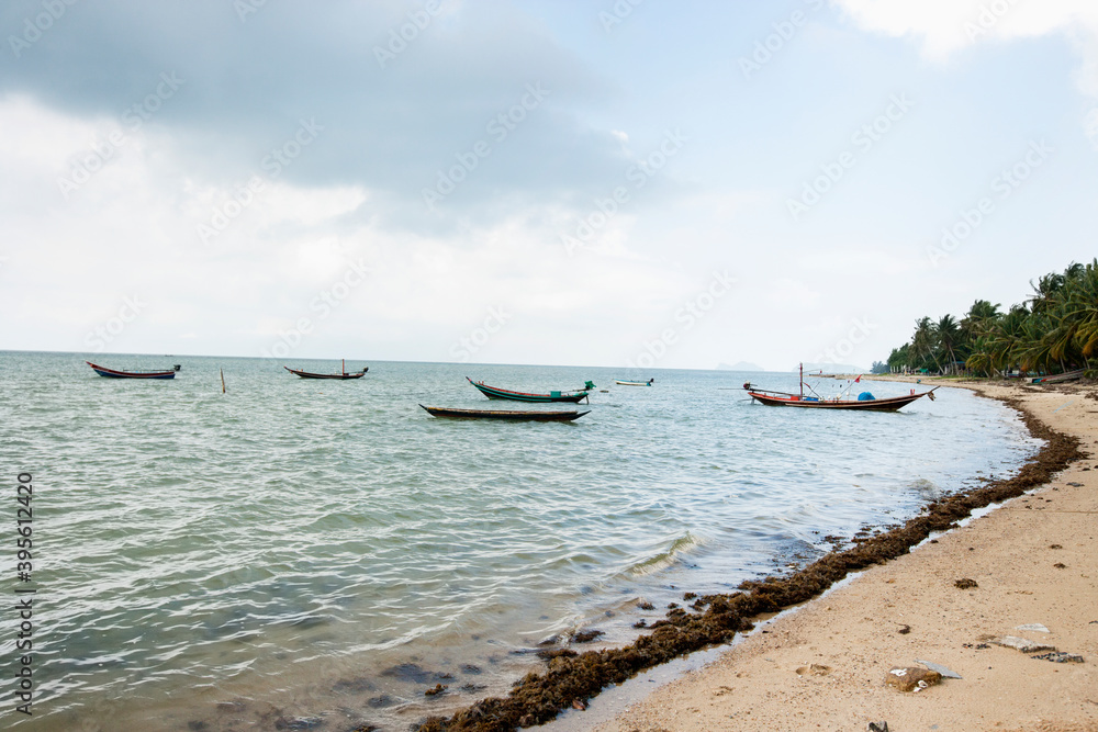 Fishing boats on shore; Koh Pha Ngan; Thailand