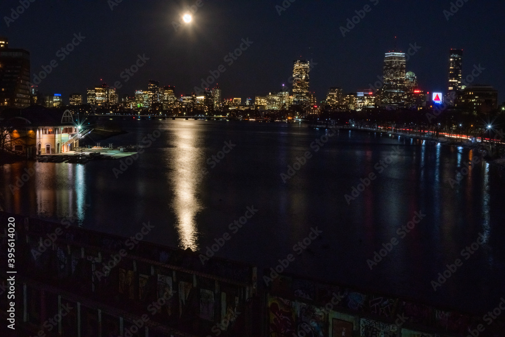 Full moonrise on the Charles