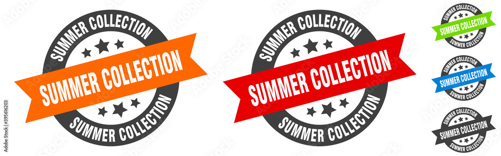 summer collection stamp. summer collection round ribbon sticker. tag summer collection stamp. summer collection round ribbon sticker. tag
